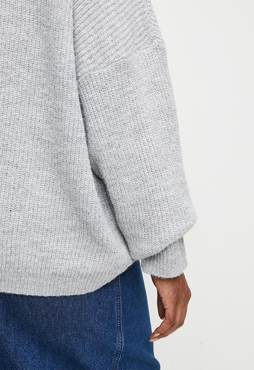 Cotton On - Plus  luxe rib boatneck off shoulder - grey marle