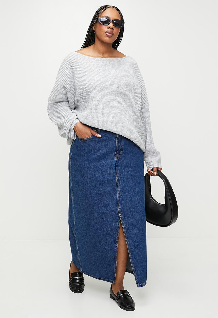 Cotton On - Plus  luxe rib boatneck off shoulder - grey marle