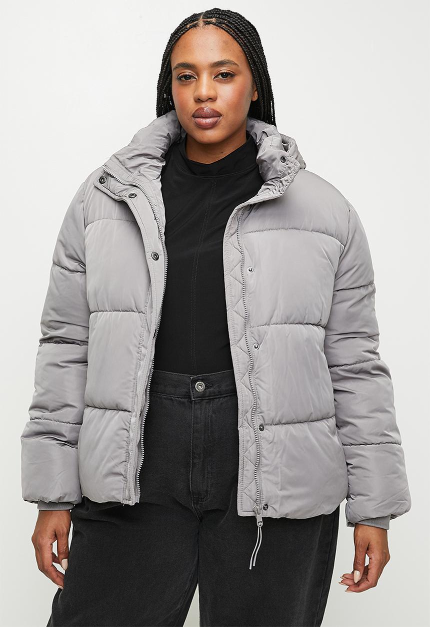 Cotton On - Plus The Mother Puffer Removable Hood Jacket - Desert Grey