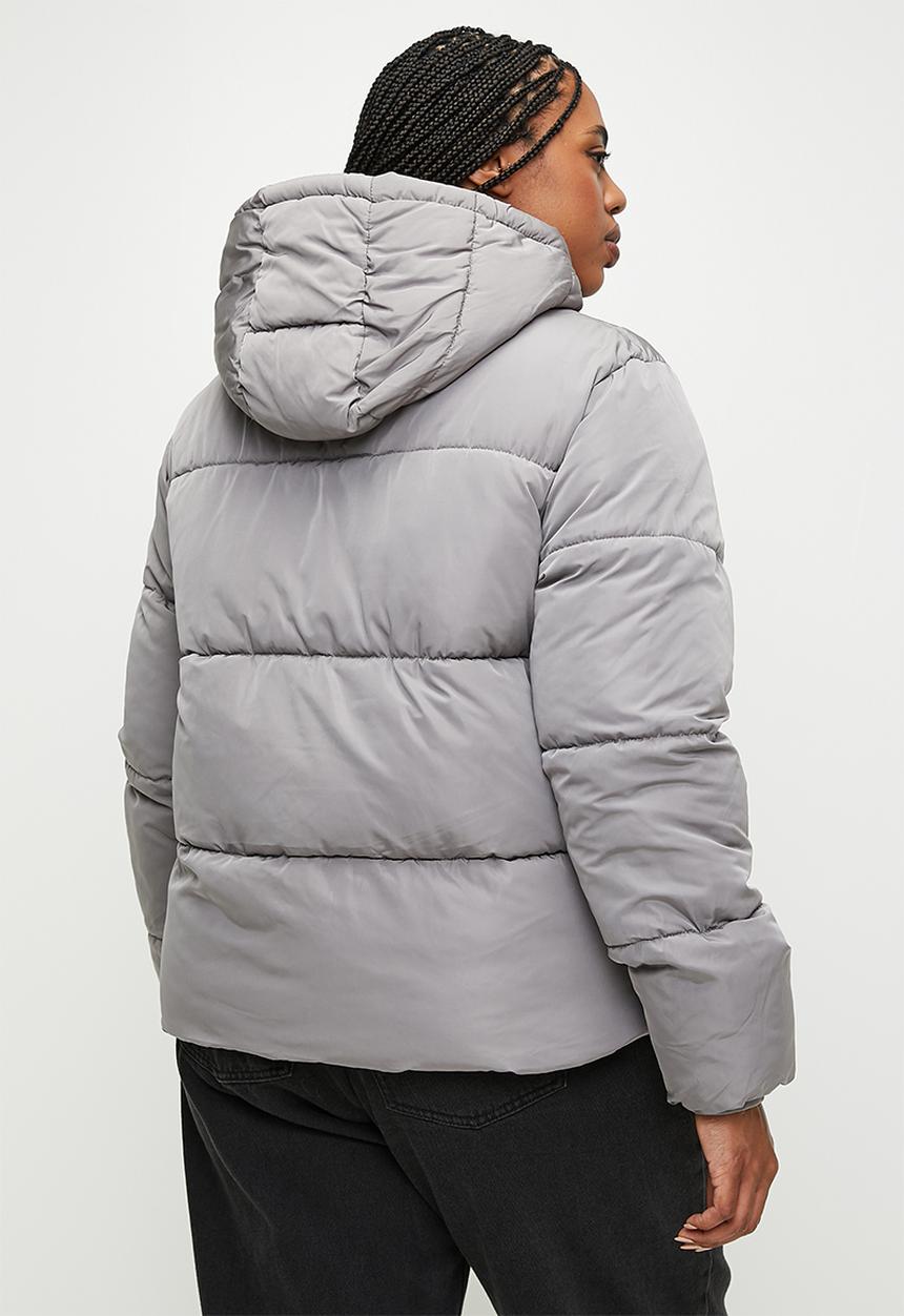 Cotton On - Plus The Mother Puffer Removable Hood Jacket - Desert Grey