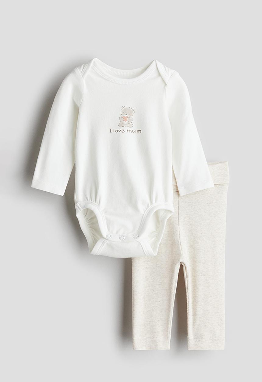 H&M - 2 piece cotton jersey set - white i love mum
