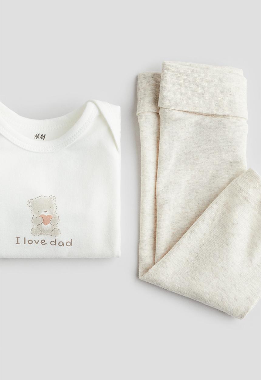 H&M - 2 piece cotton jersey set - white i love dad