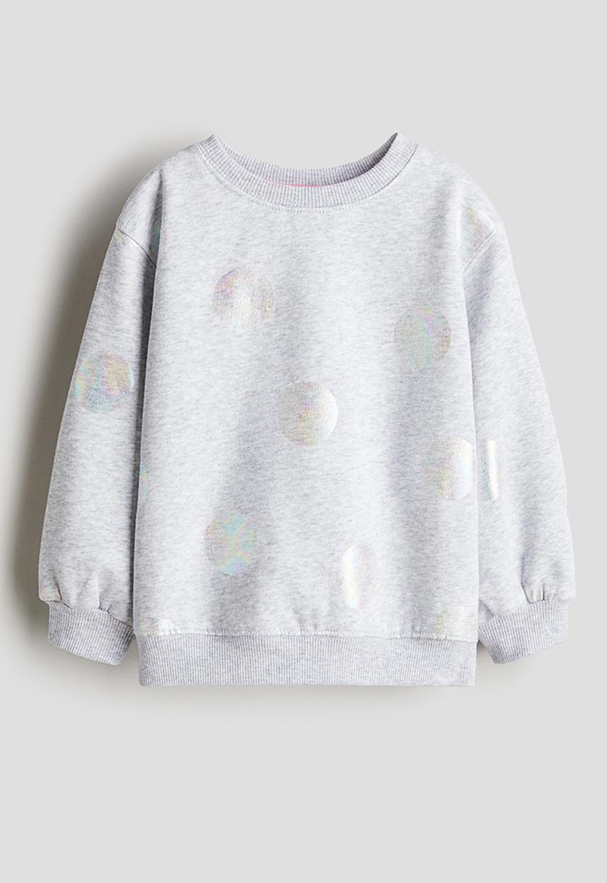 H&M - Motif-detail sweatshirt - light grey marl spotted