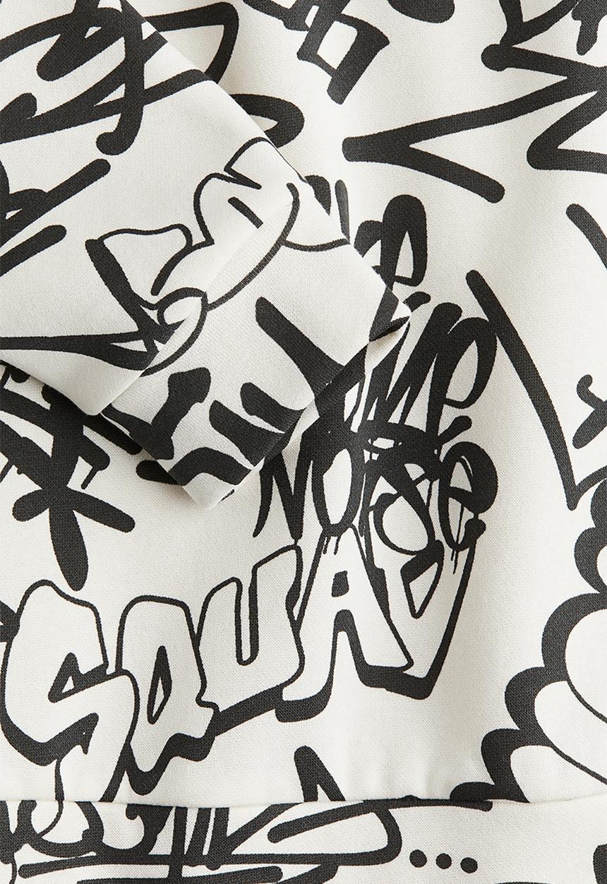 H&M - Printed hoodie - white patterned