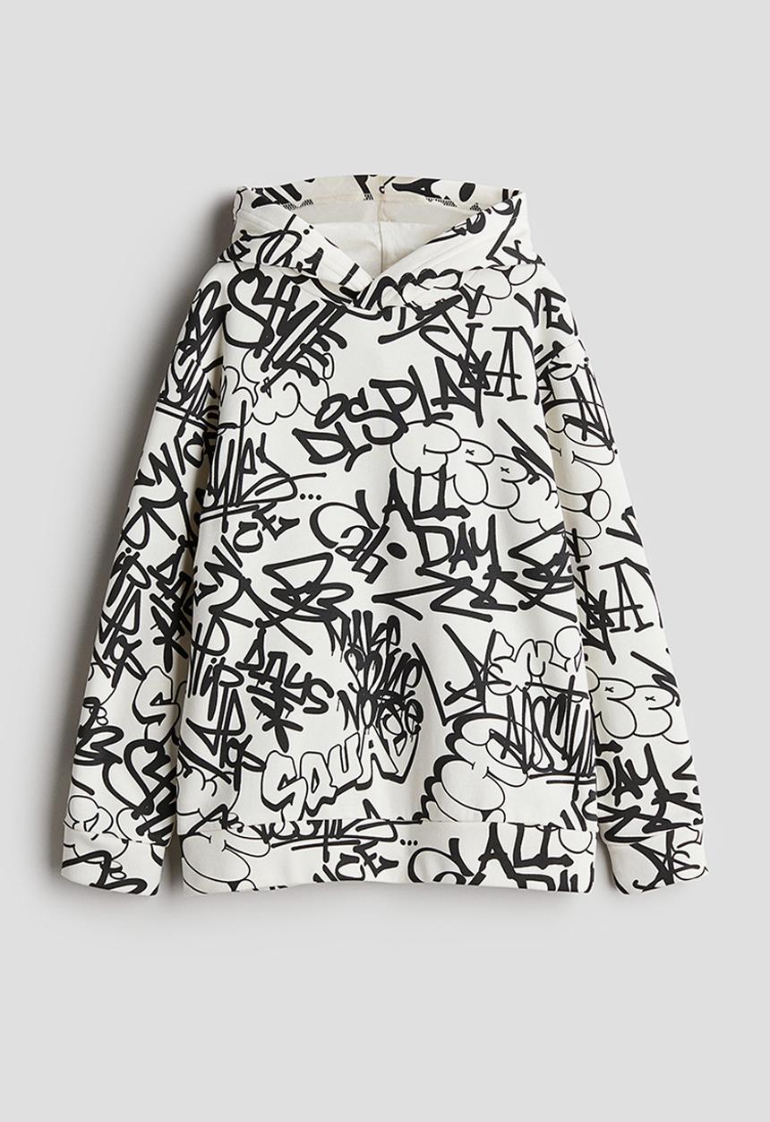 H&M - Printed hoodie - white patterned