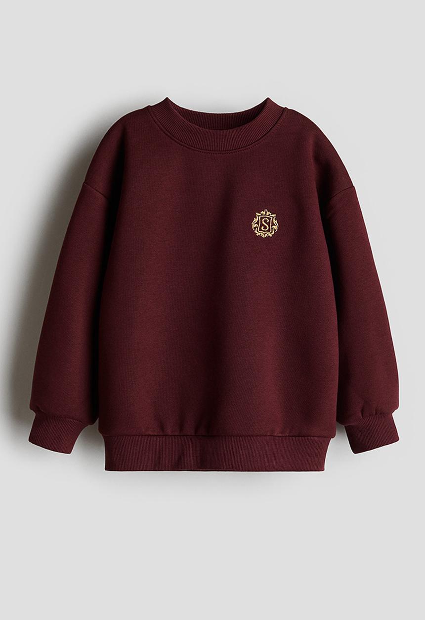H&M - Embroidery-detail sweatshirt - dark red