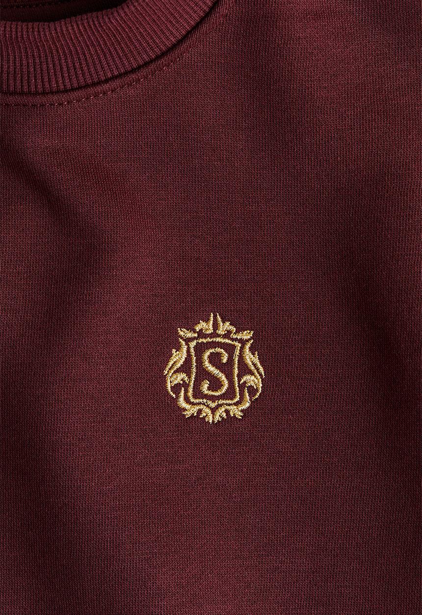 H&M - Embroidery-detail sweatshirt - dark red