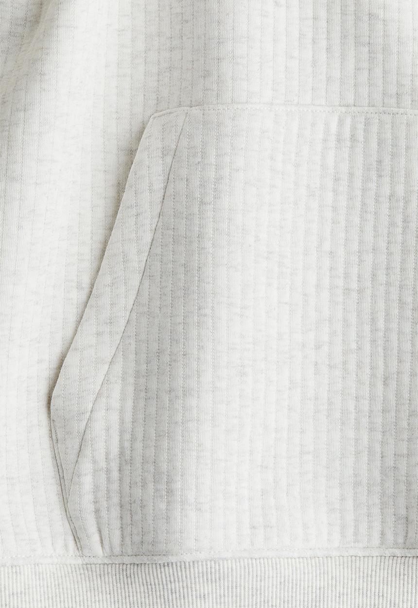 H&M - Ribbed hoodie - white marl