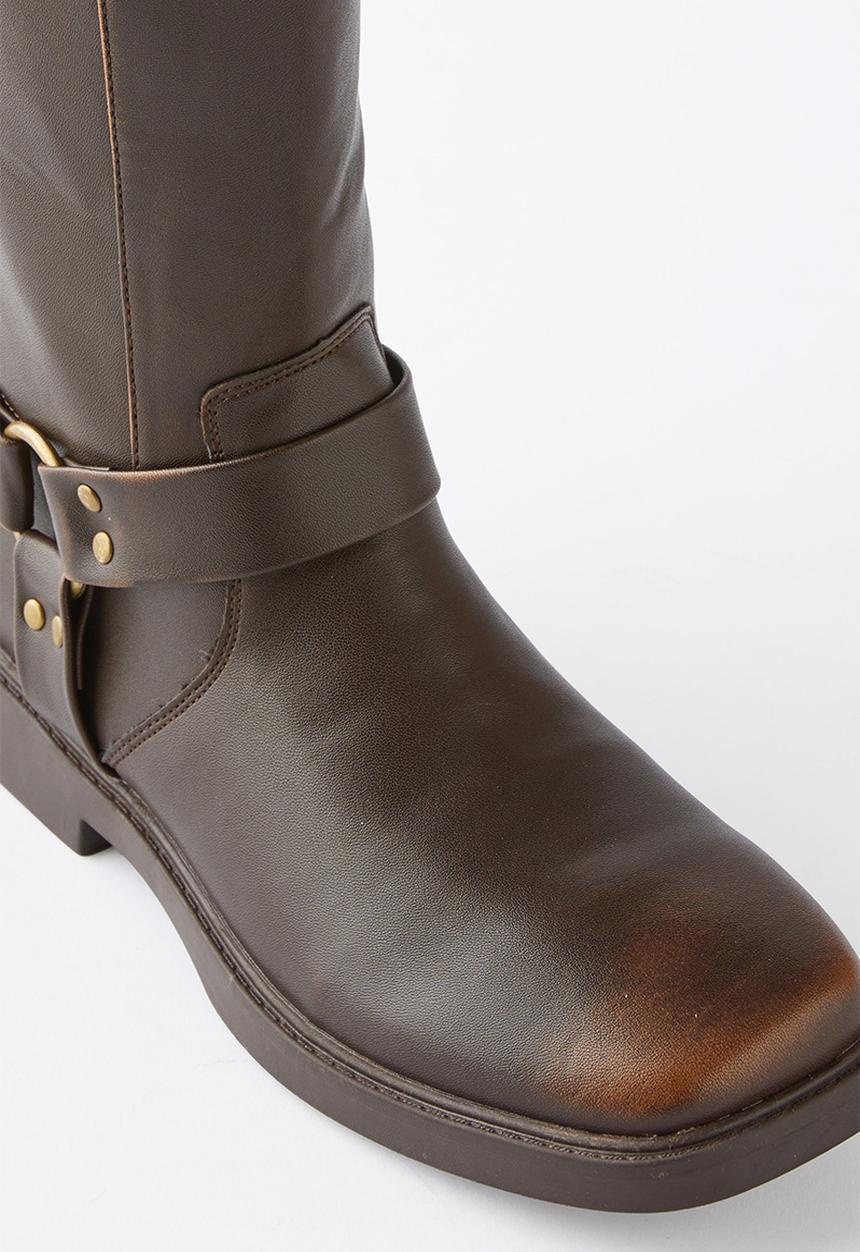 Cotton On - Riley biker boot - choc distressed
