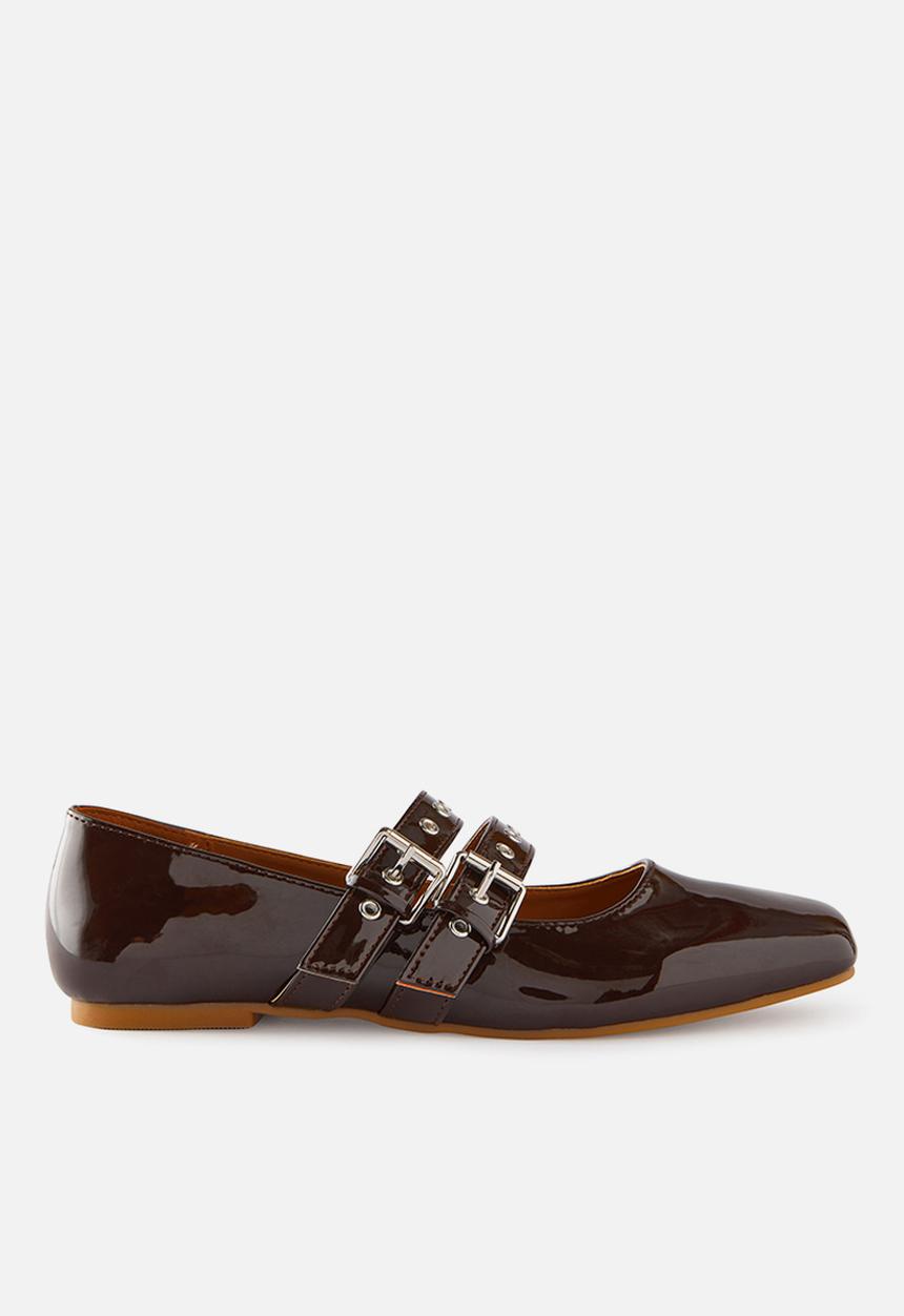 Cotton On - Miley double strap ballet - choc patent