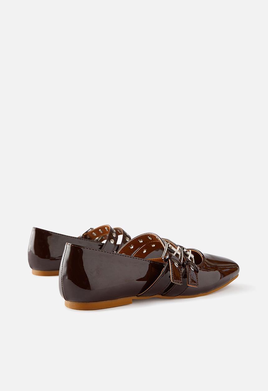 Cotton On - Miley double strap ballet - choc patent