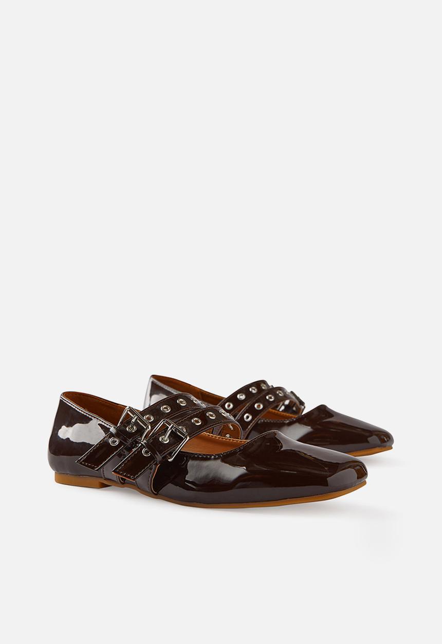 Cotton On - Miley double strap ballet - choc patent