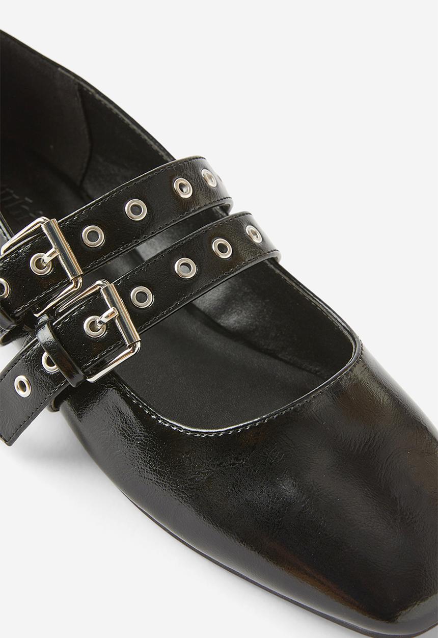 Cotton On - Miley double strap ballet - black textured