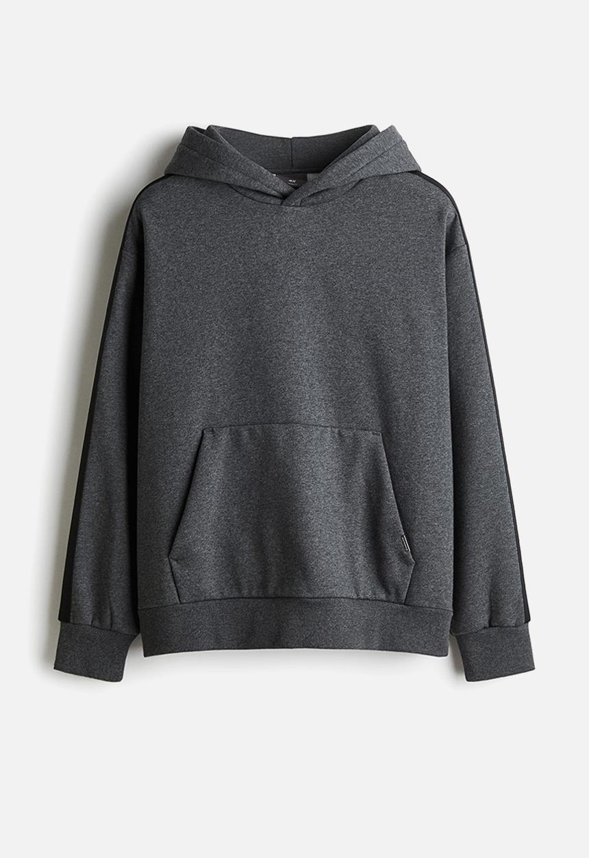 H&M - Loose fit hoodie with side stripes - dark grey