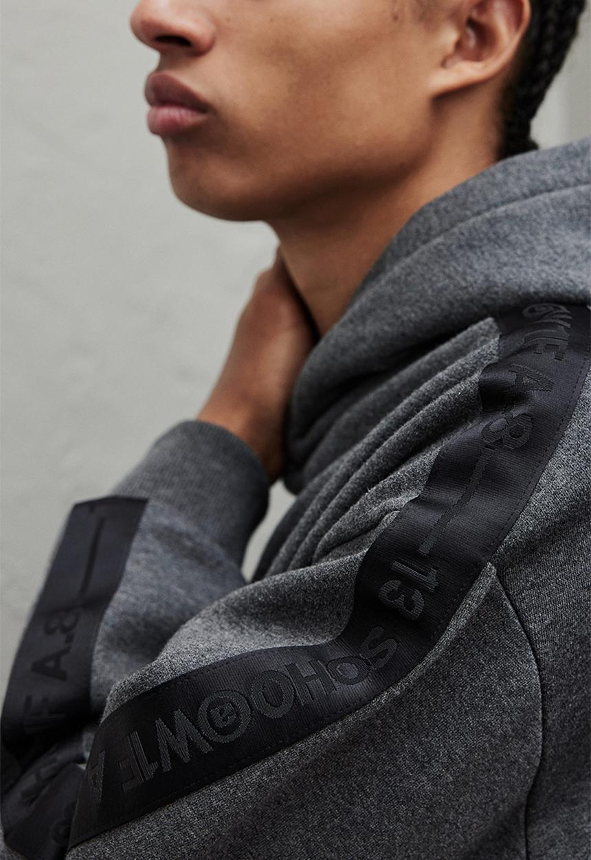 H&M - Loose fit hoodie with side stripes - dark grey