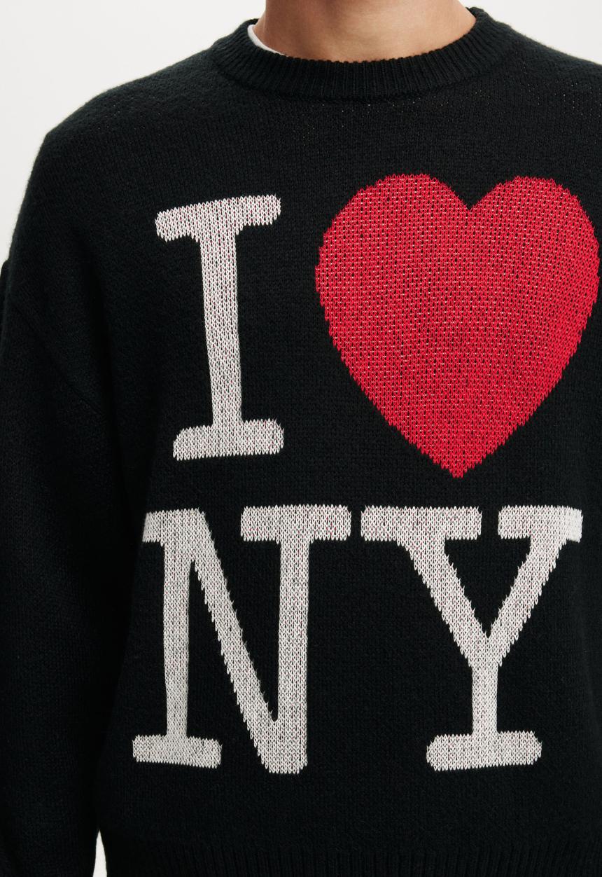 トップス NY I Love Ny Box Fit Crew Knit - Lcn I Love Ny / Black