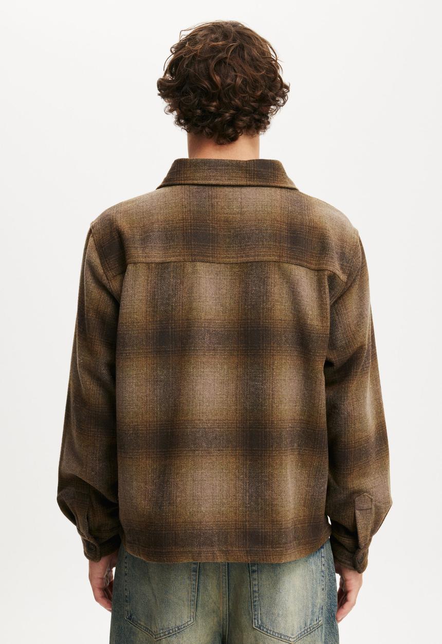 Cotton On - Boxy Overshirt - Brown Shadow Check