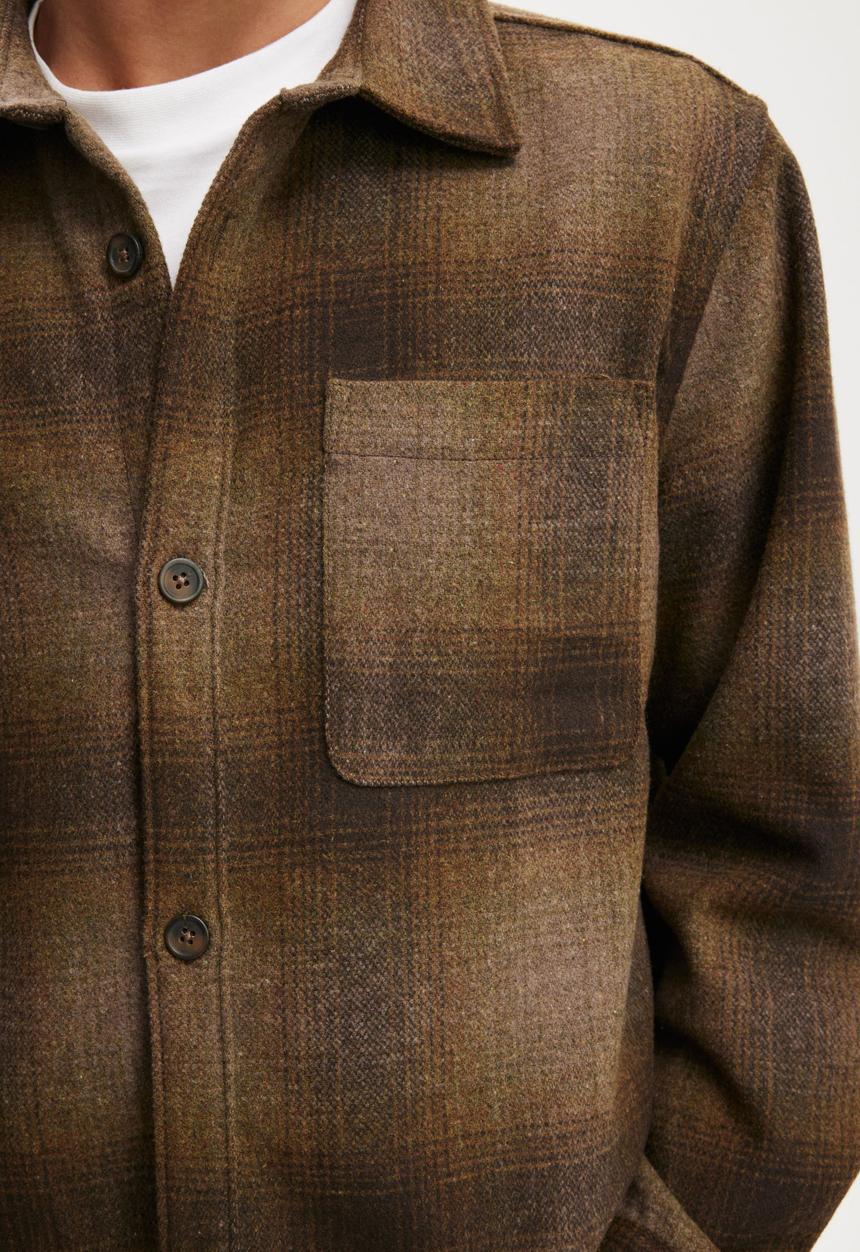 Cotton On - Boxy Overshirt - Brown Shadow Check