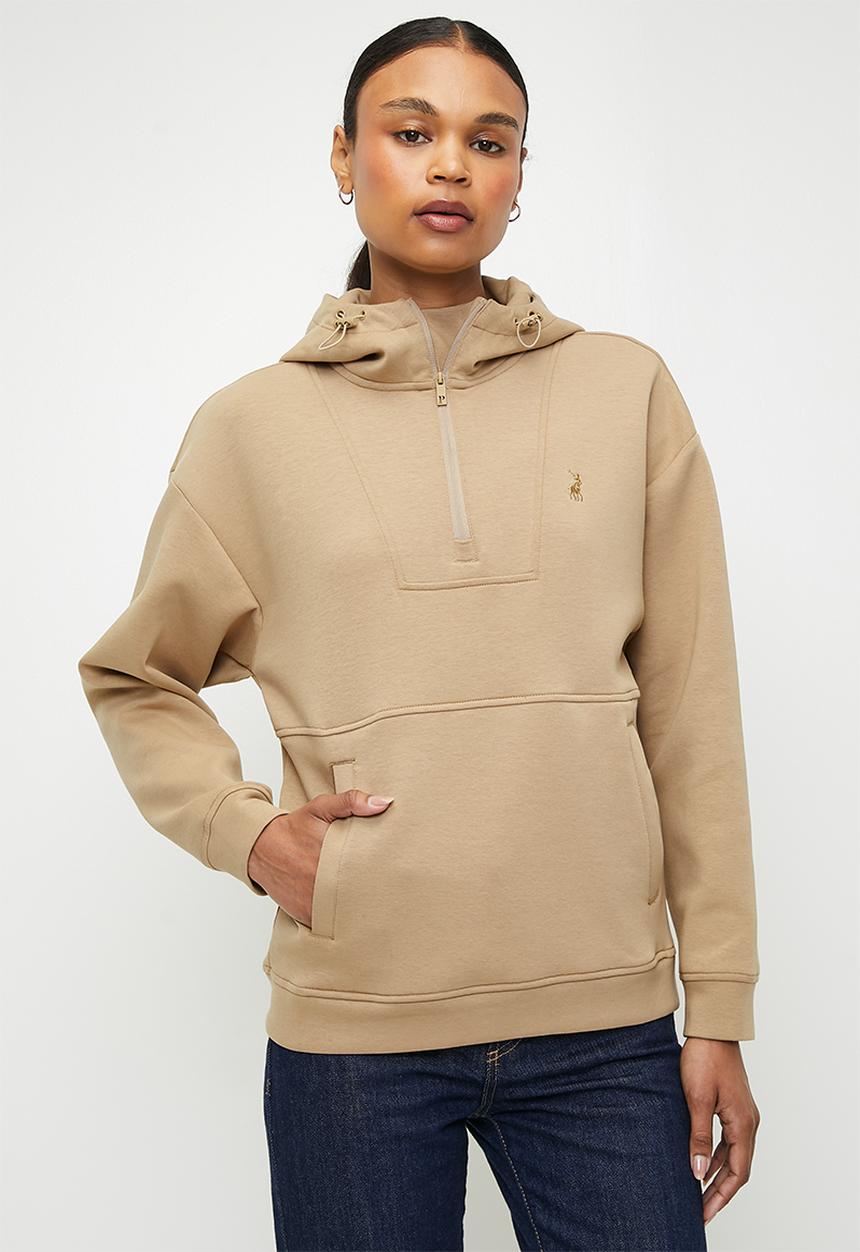POLO - Wmn robyn long sleeve qtr zip track top - camel
