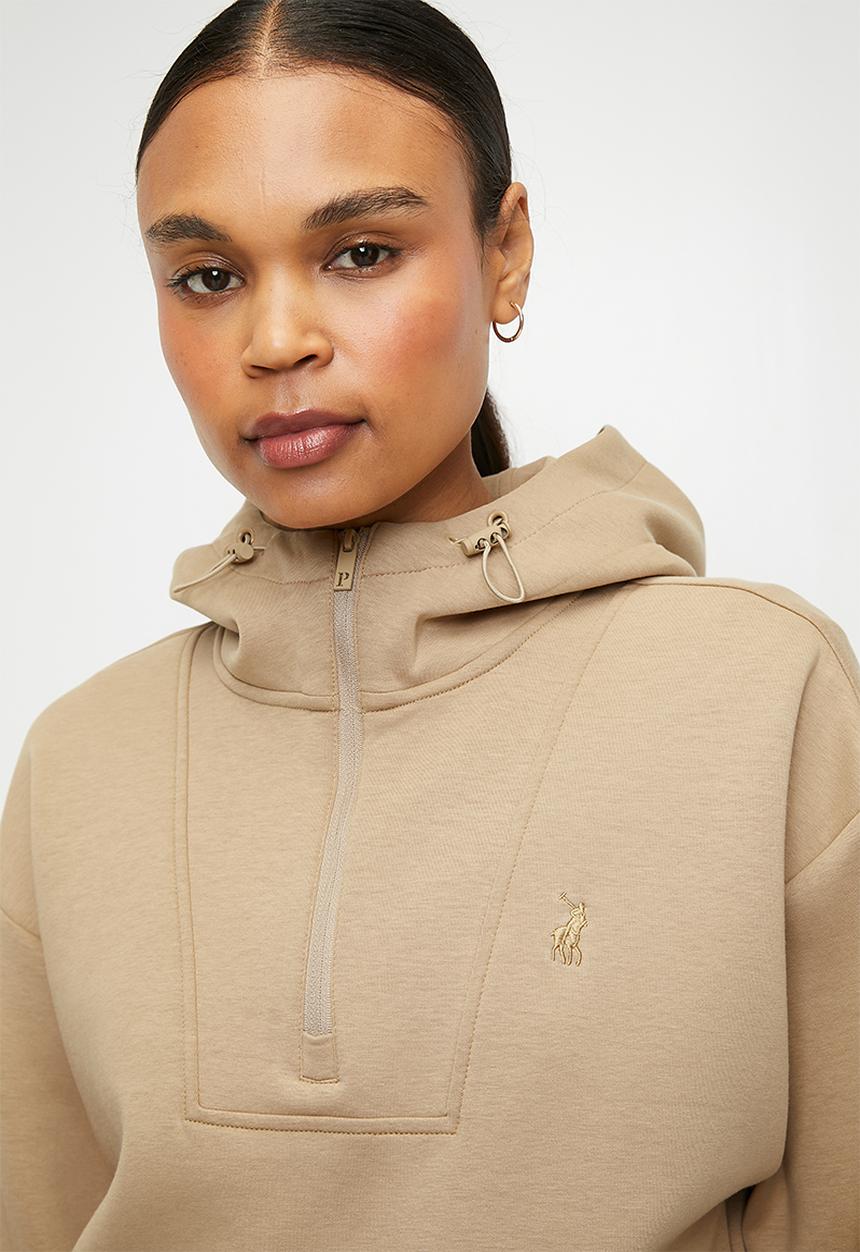 POLO - Wmn robyn long sleeve qtr zip track top - camel