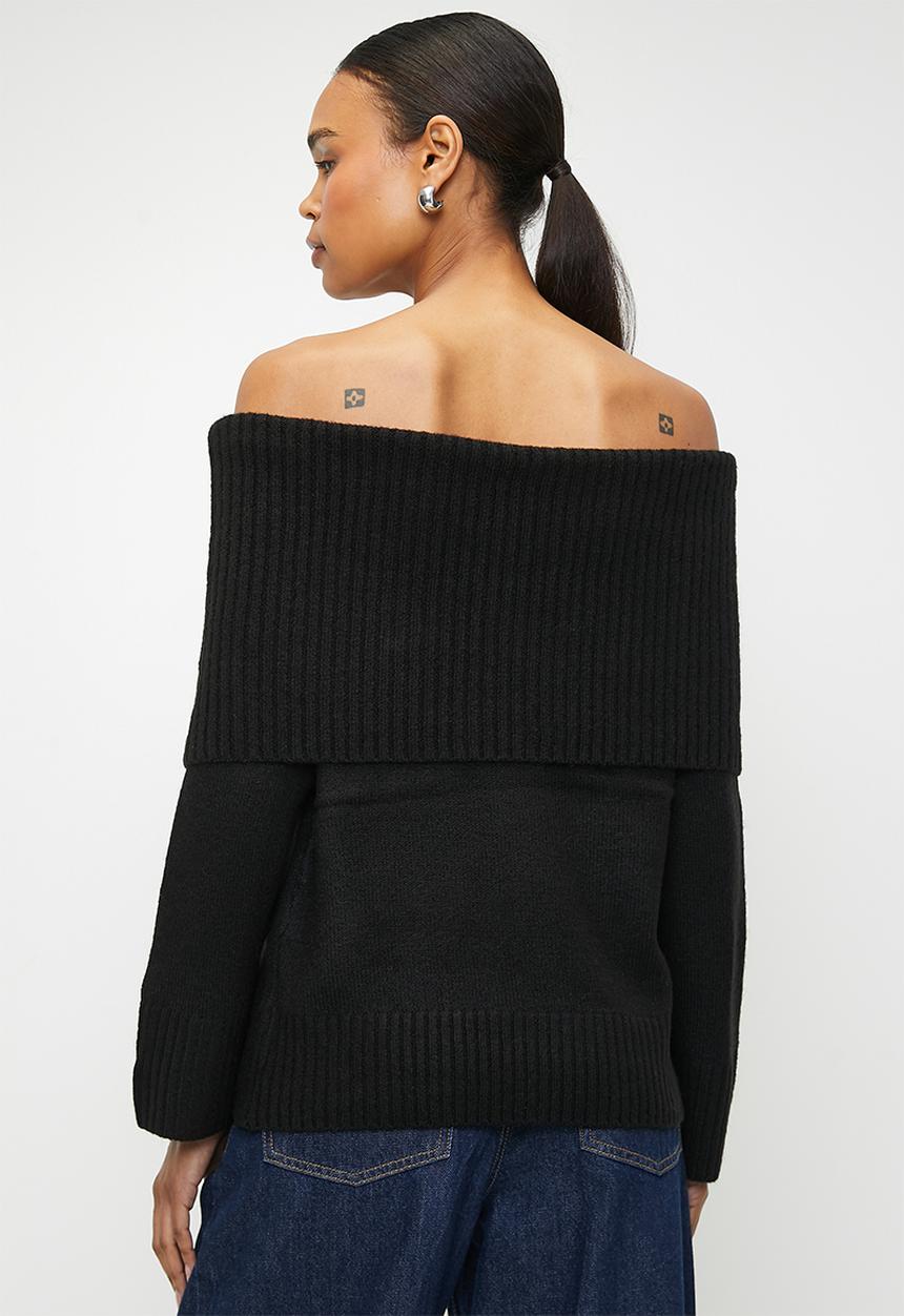 Cotton On - Luxe off shoulder pullover - black