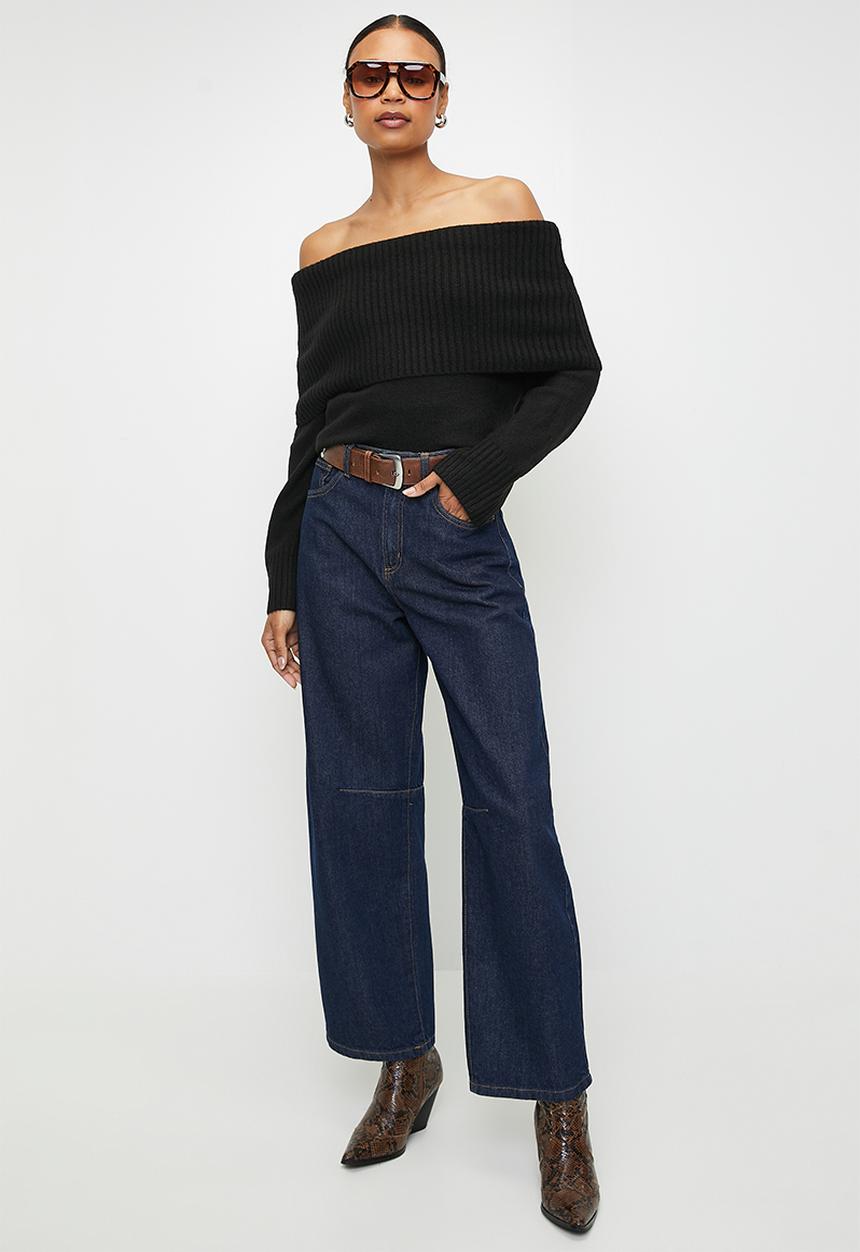Cotton On - Luxe off shoulder pullover - black