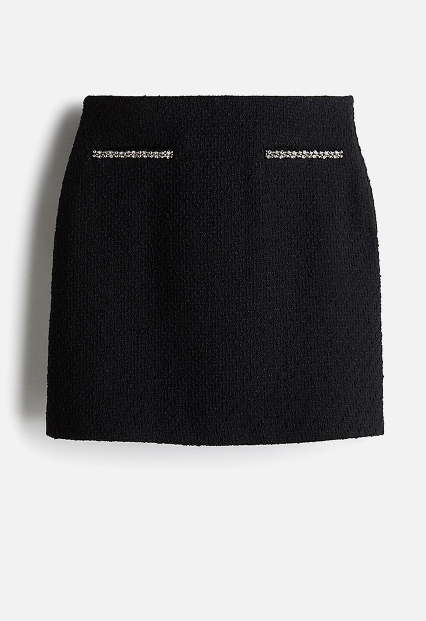 H&M - Bouclé mini skirt - black rhinestones