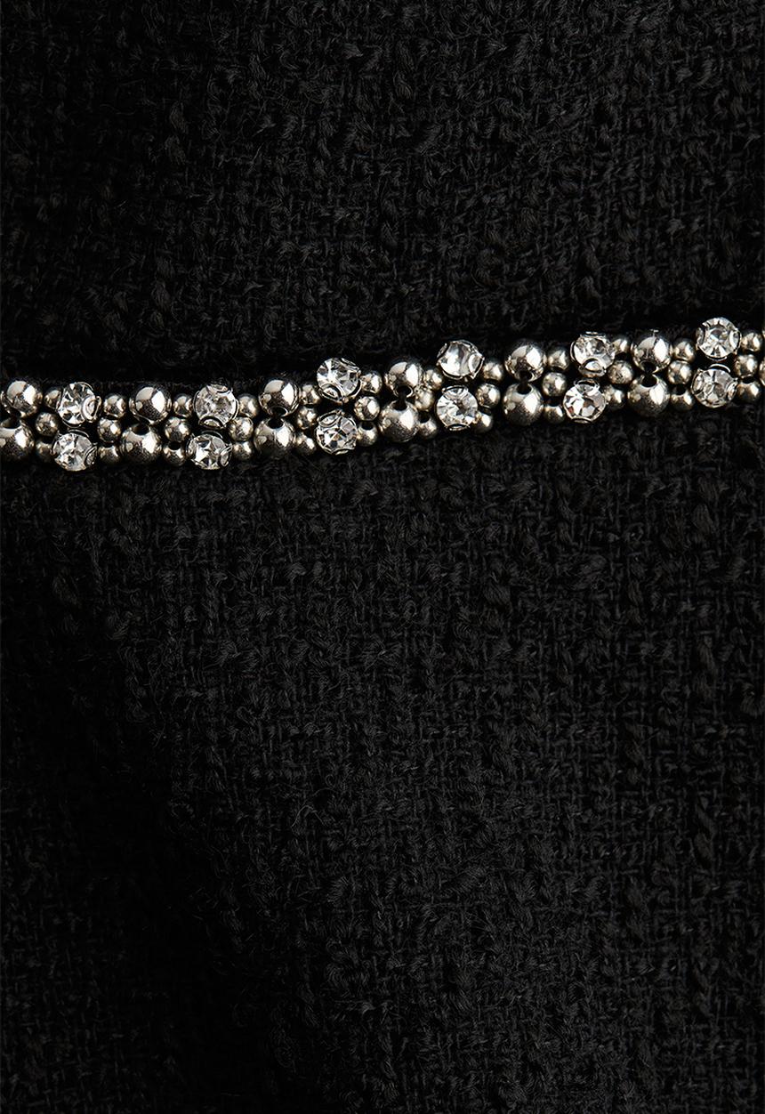 H&M - Bouclé mini skirt - black rhinestones