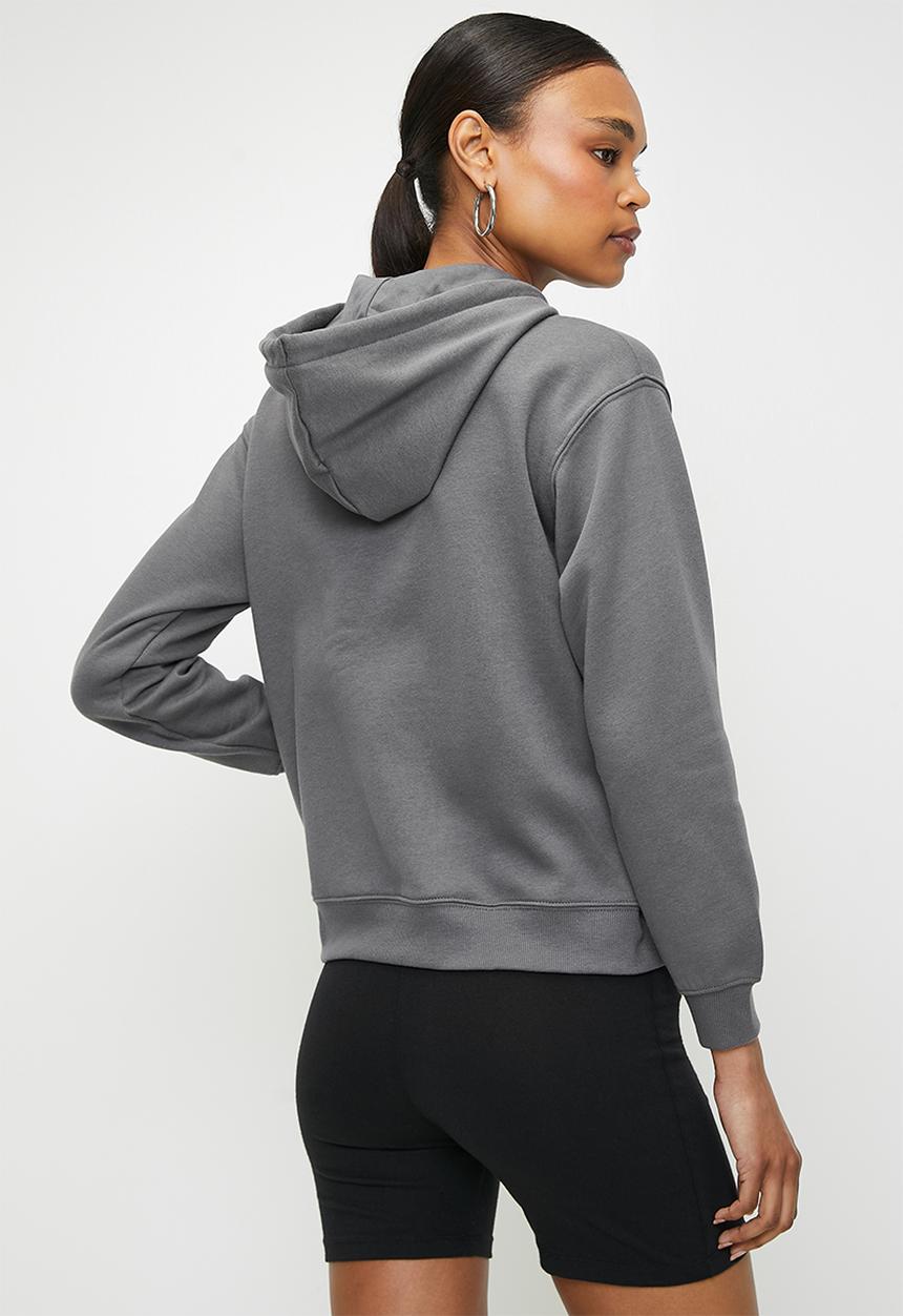 H&M - Cropped zip-through hoodie - grey