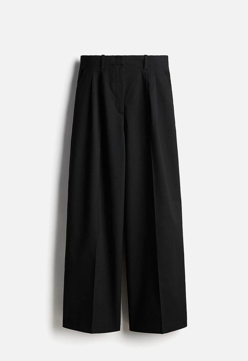 H&M - Wide twill trousers - black
