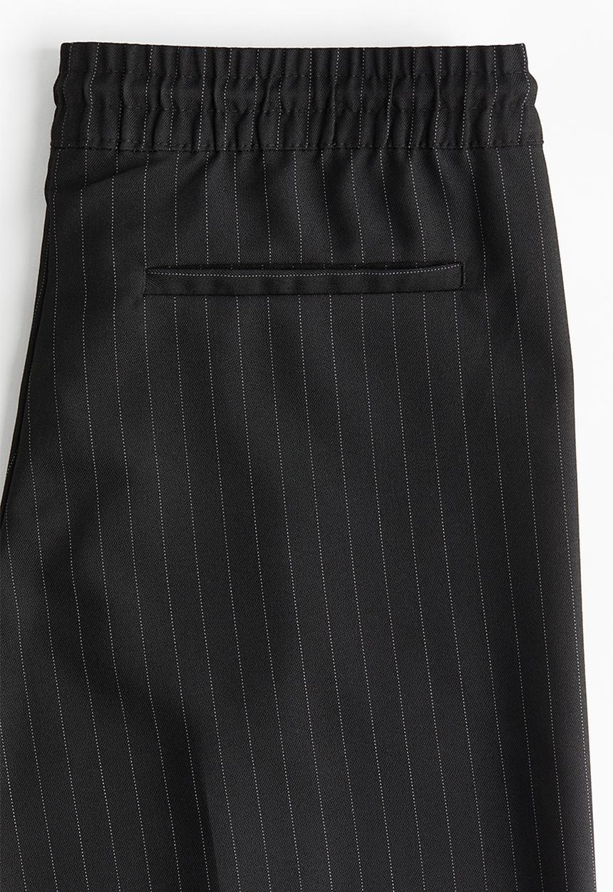 H&M - Wide pull-on trousers - black pinstriped