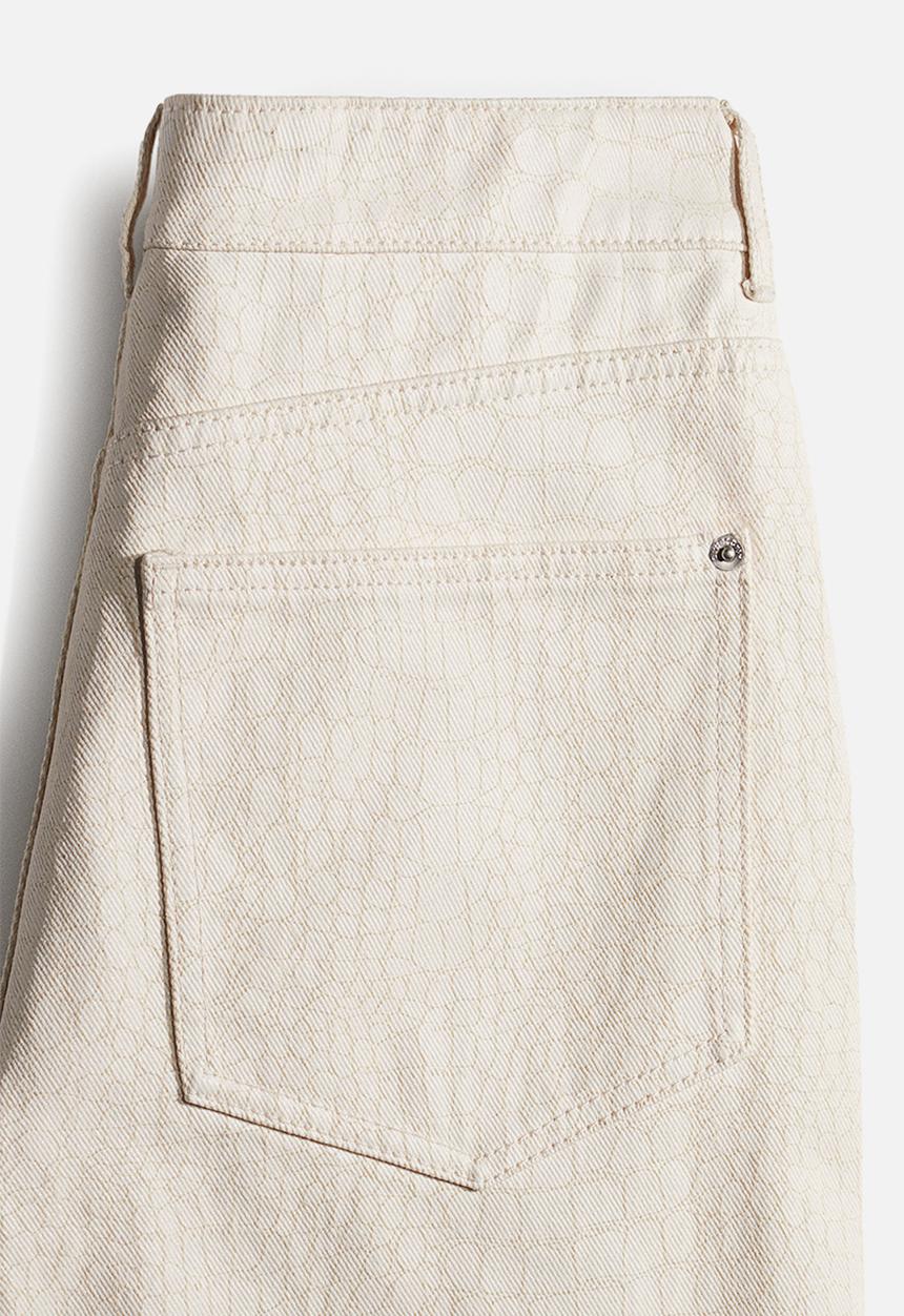 H&M - Patterned twill trousers - cream crocodile-patterned