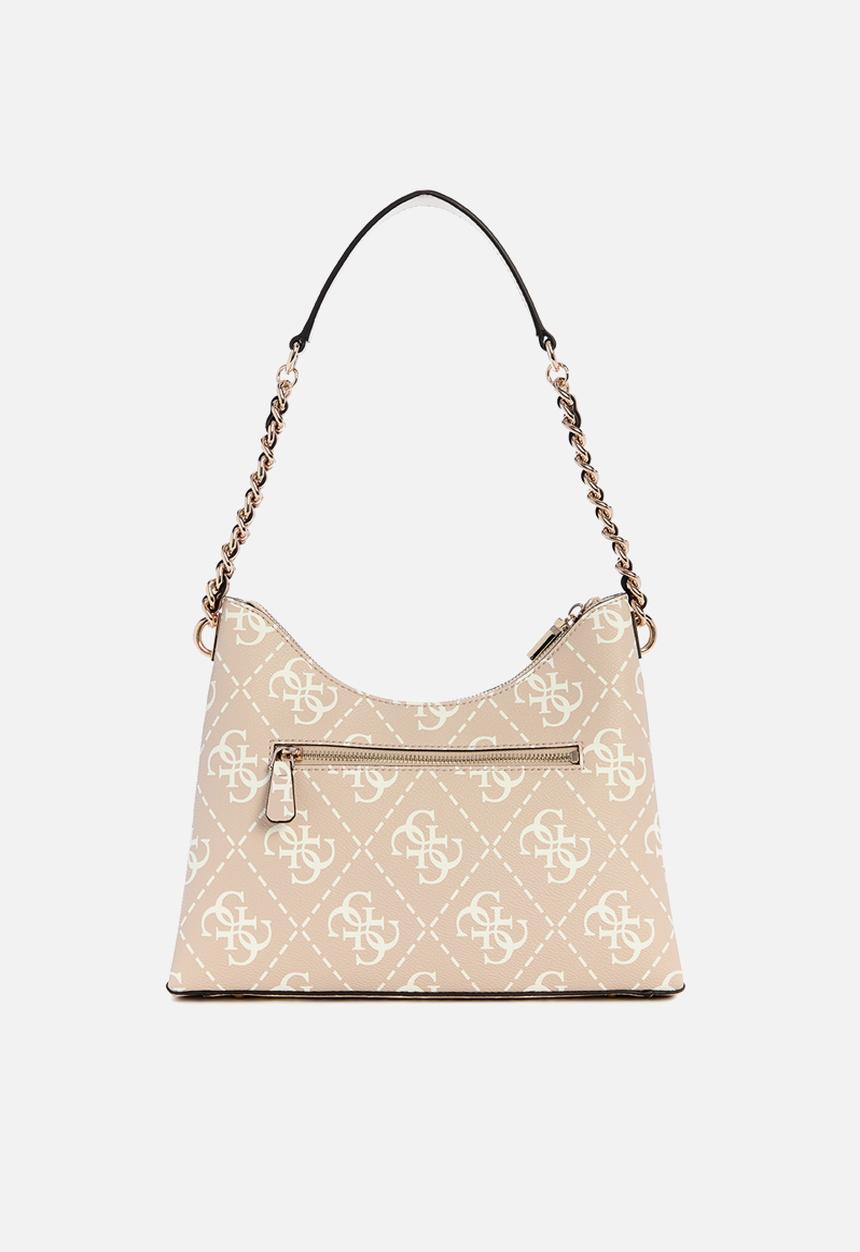 GUESS - Izzy top zip shoulder bag-sand logo