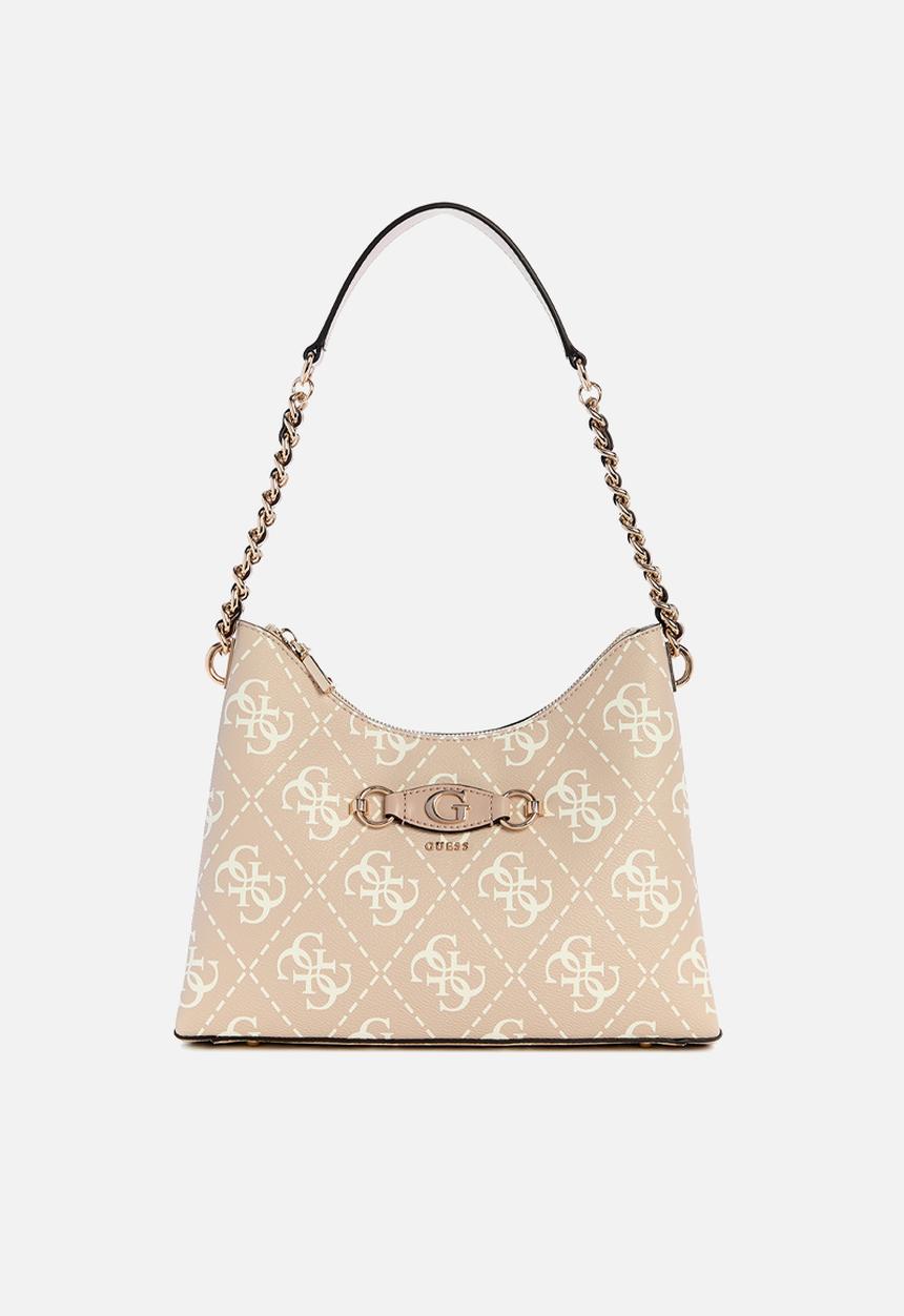 GUESS - Izzy top zip shoulder bag-sand logo