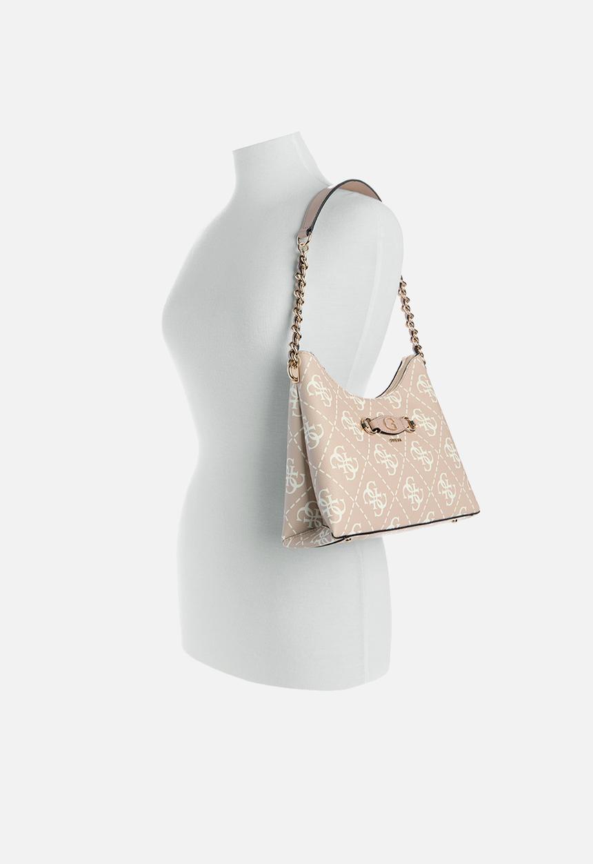 GUESS - Izzy top zip shoulder bag-sand logo