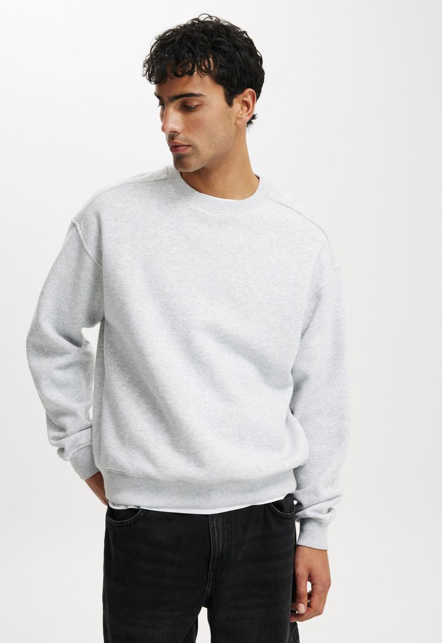 Cotton On - Box Fit Crew Sweater - Grey Marle