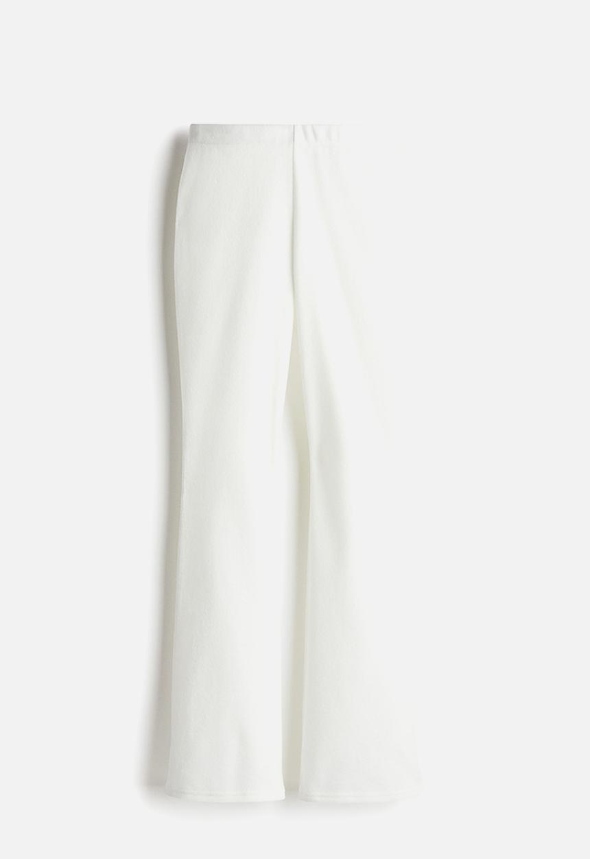 H&M - Flared fine-knit leggings - cream