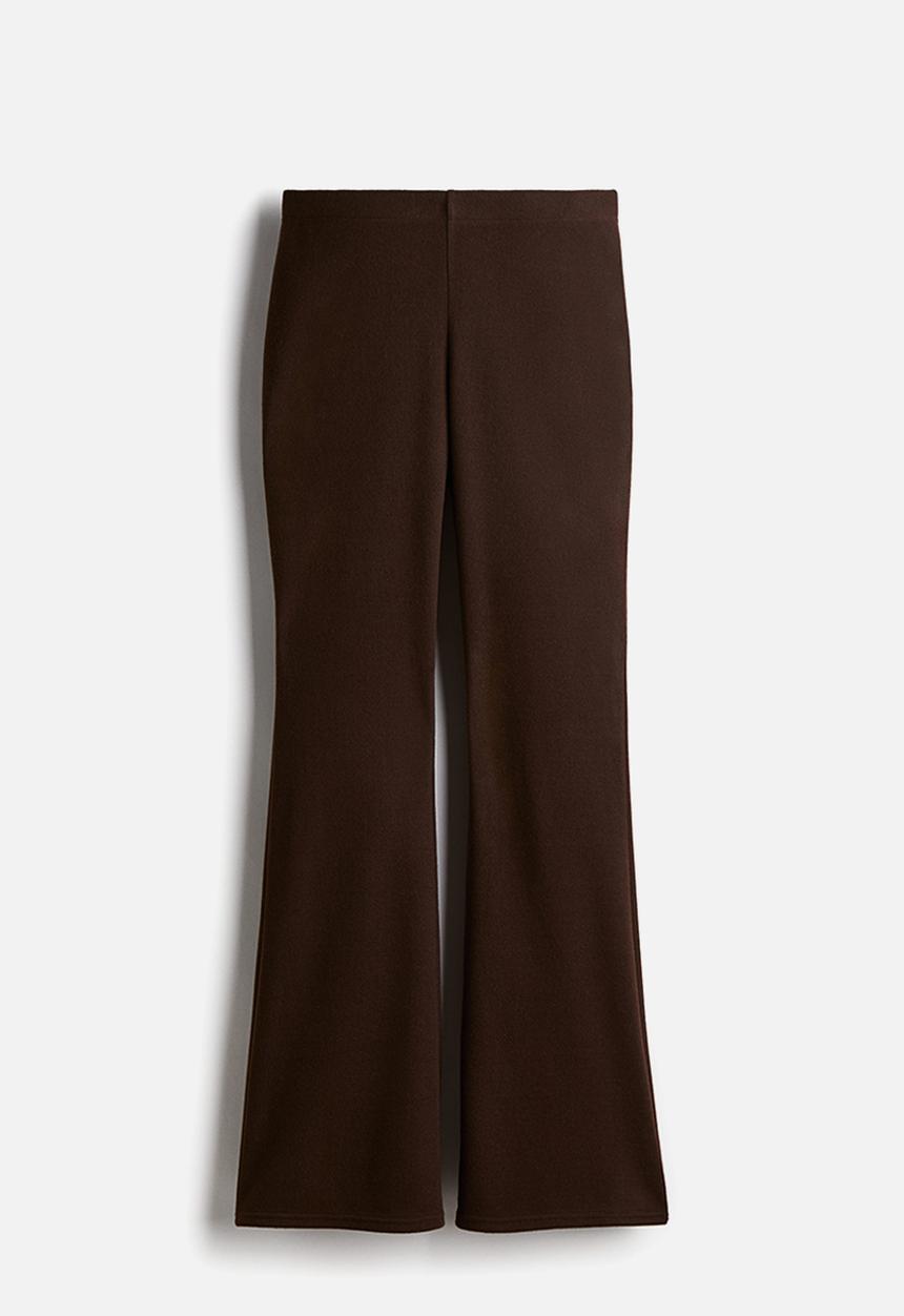 H&M - Flared fine-knit leggings - dark brown
