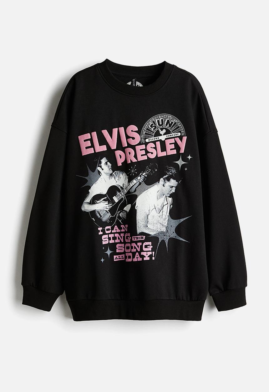 H&M - Oversized printed sweatshirt - black elvis presley