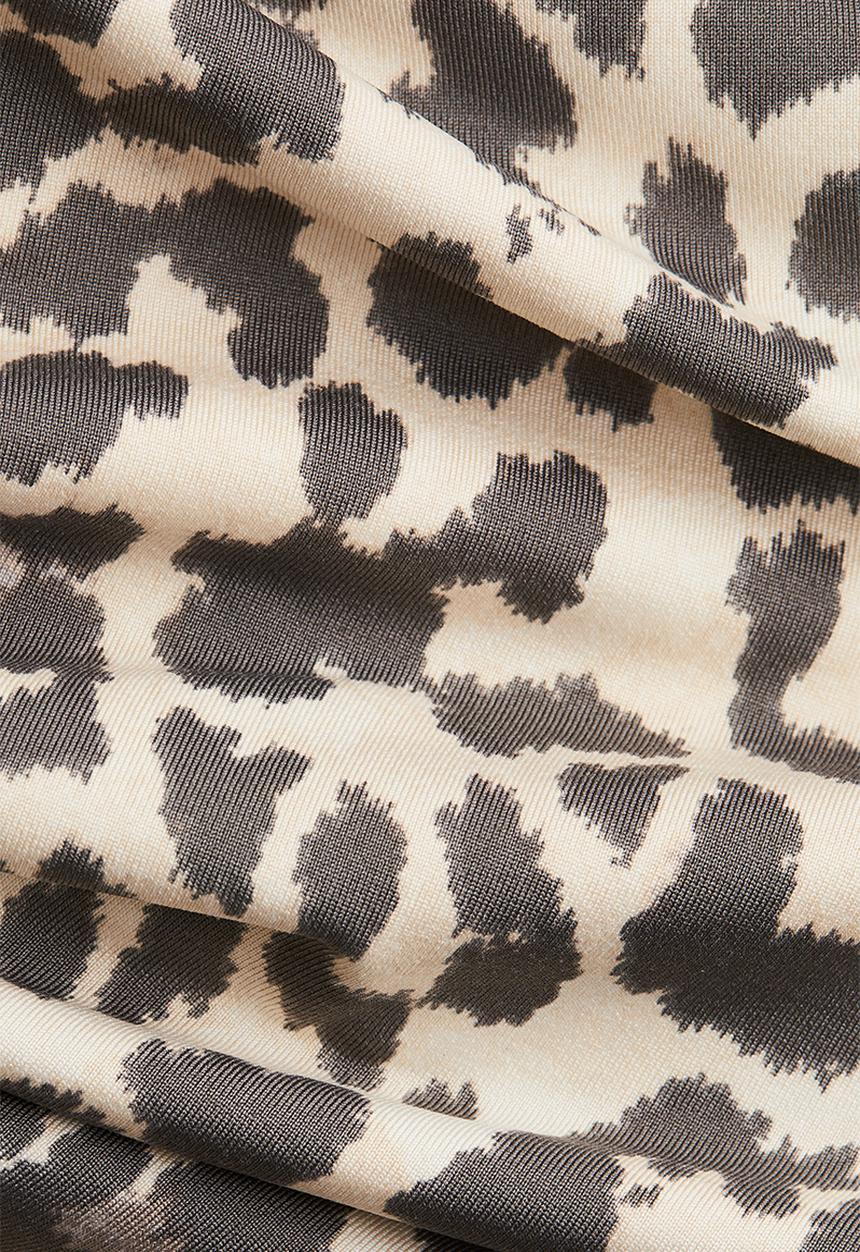 H&M - Draped jersey top - light beige & leopard print