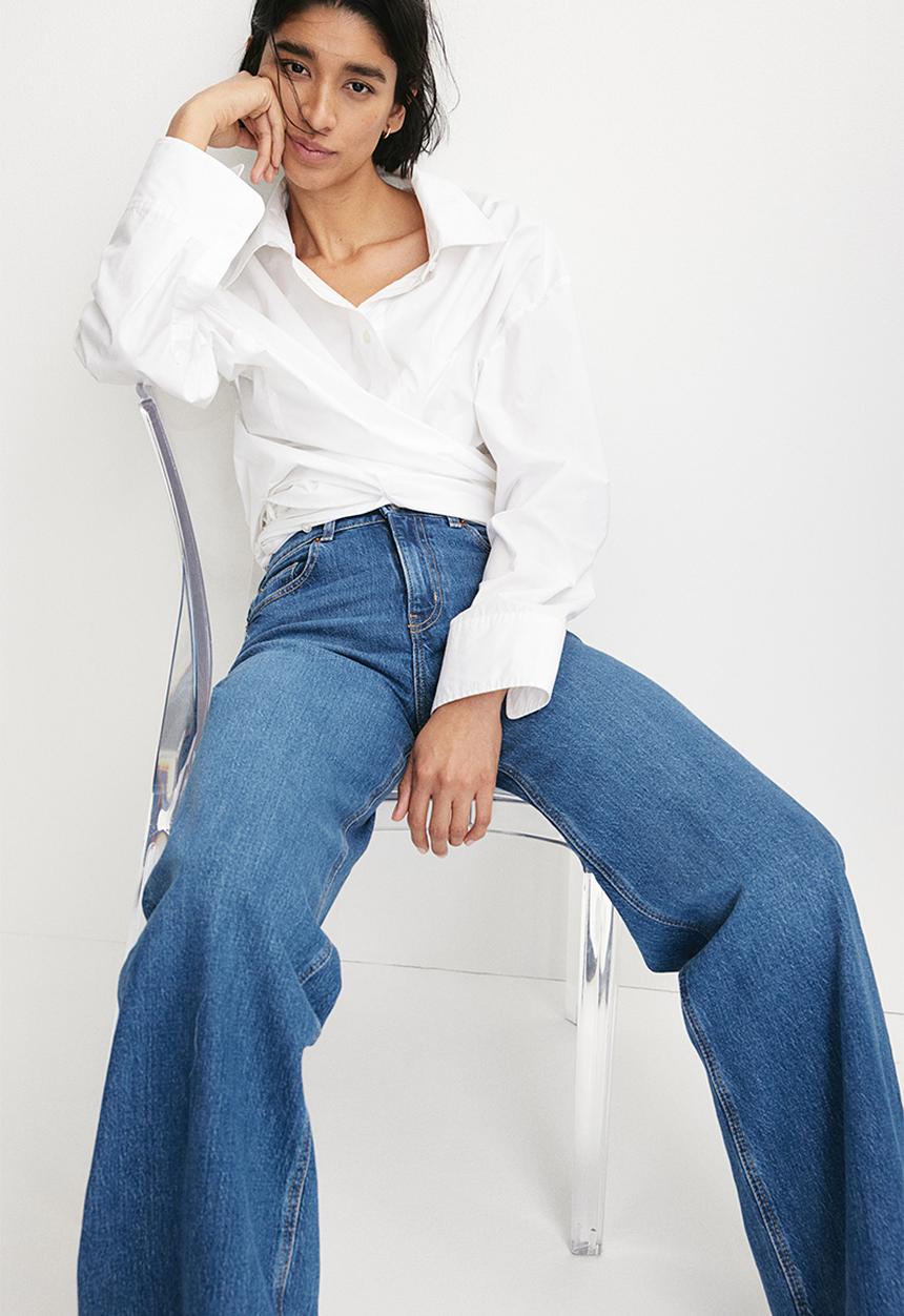 H&M - Wide high jeans - denim blue