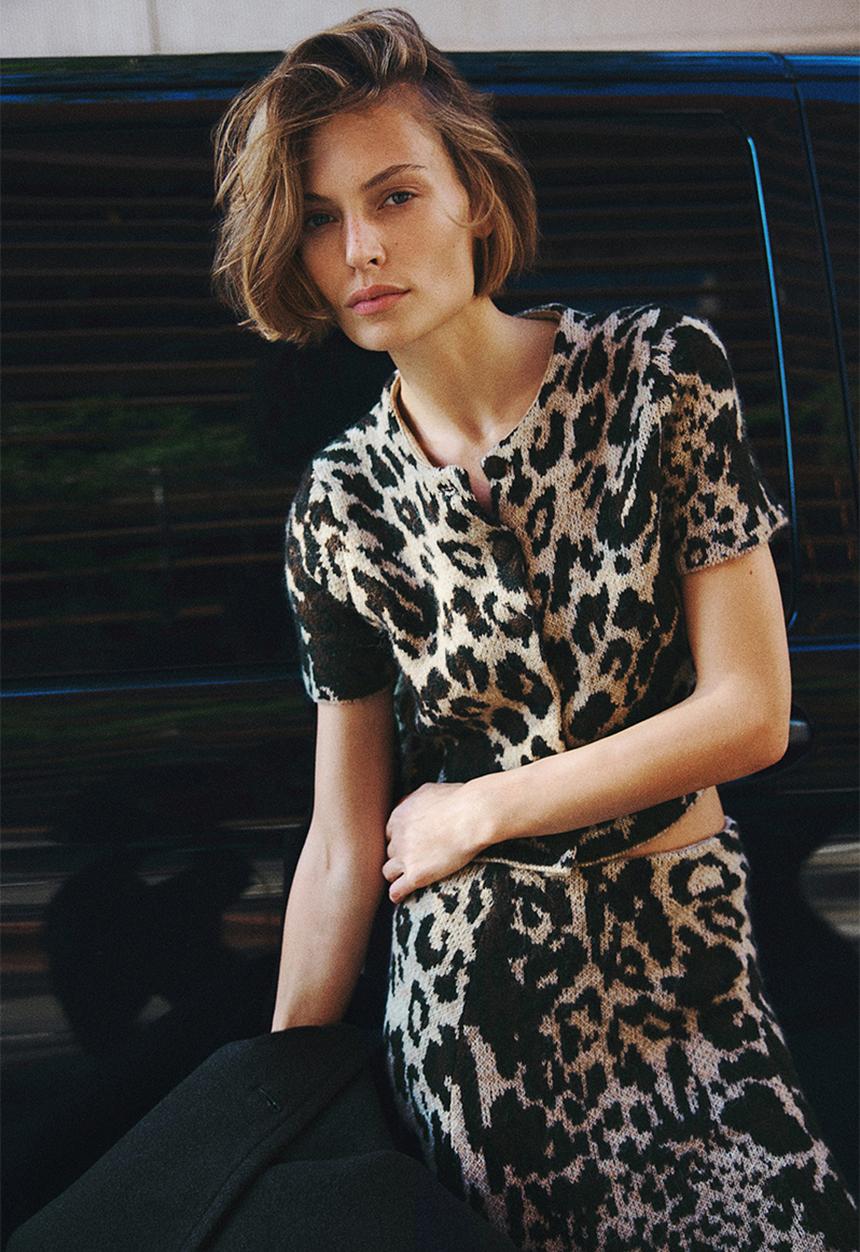 H&M - Jacquard-knit cardigan - beige & leopard print