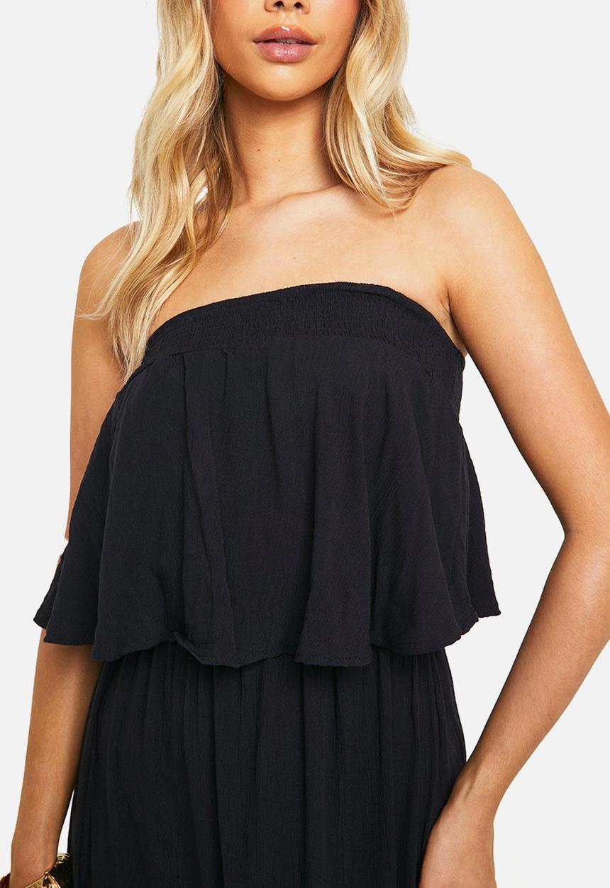 boohoo - Bandeau Ruffle Maxi Dress - Black