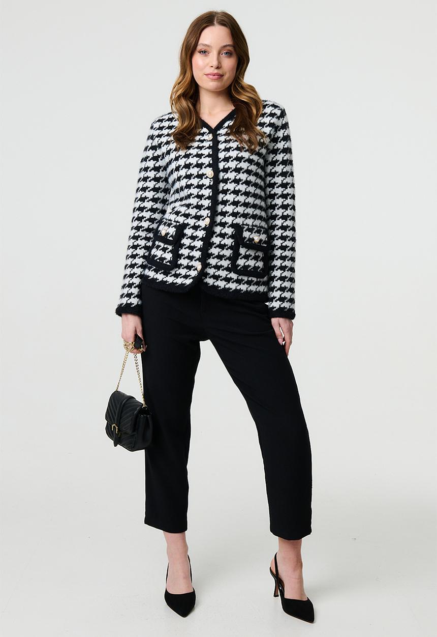 Stella Morgan - Houndstooth Knitted Cardigan - Multi Black