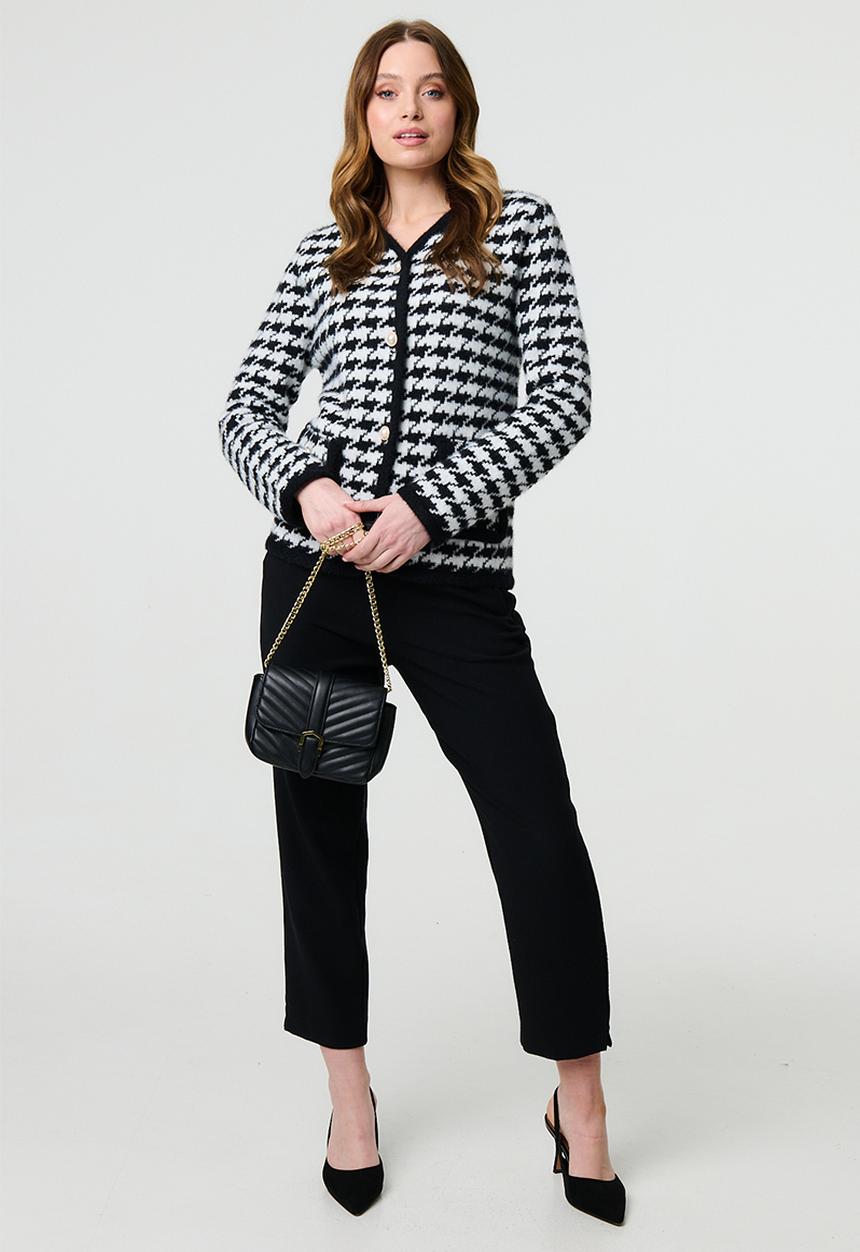 Stella Morgan - Houndstooth Knitted Cardigan - Multi Black