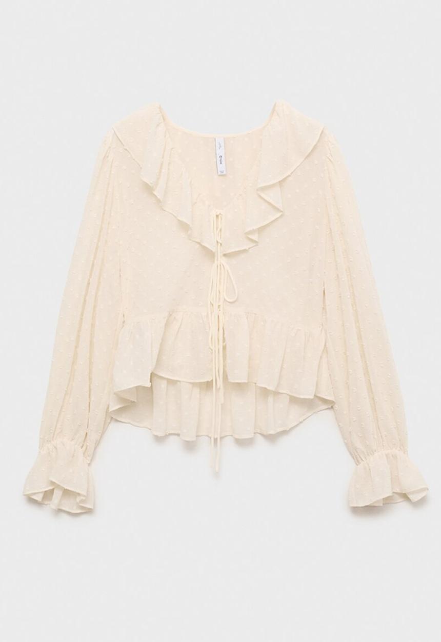 MANGO - Blouse Feliz - Light Beige