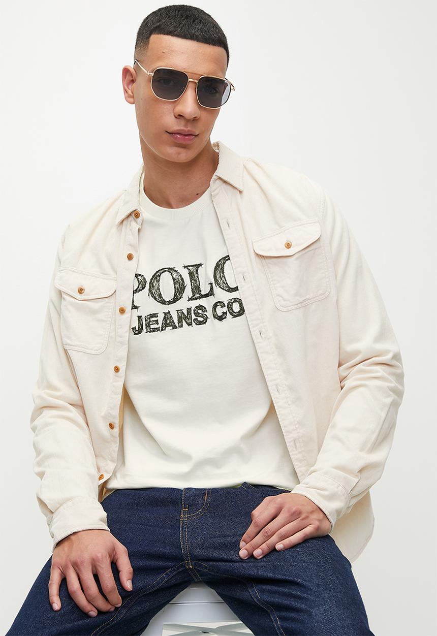 POLO - Mens Pjc Ls Logo Tee - Off White
