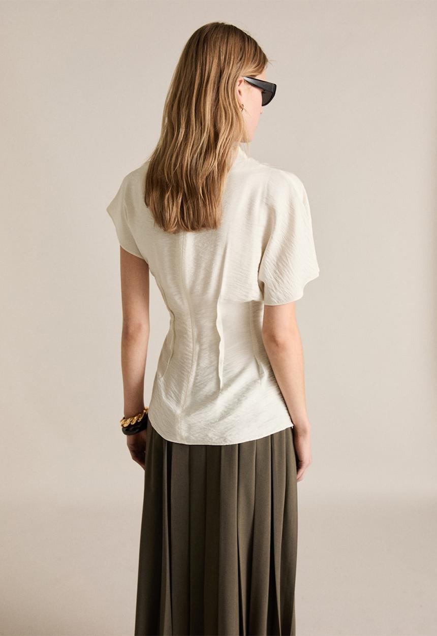 MANGO - Blouse Bianca - Light Beige