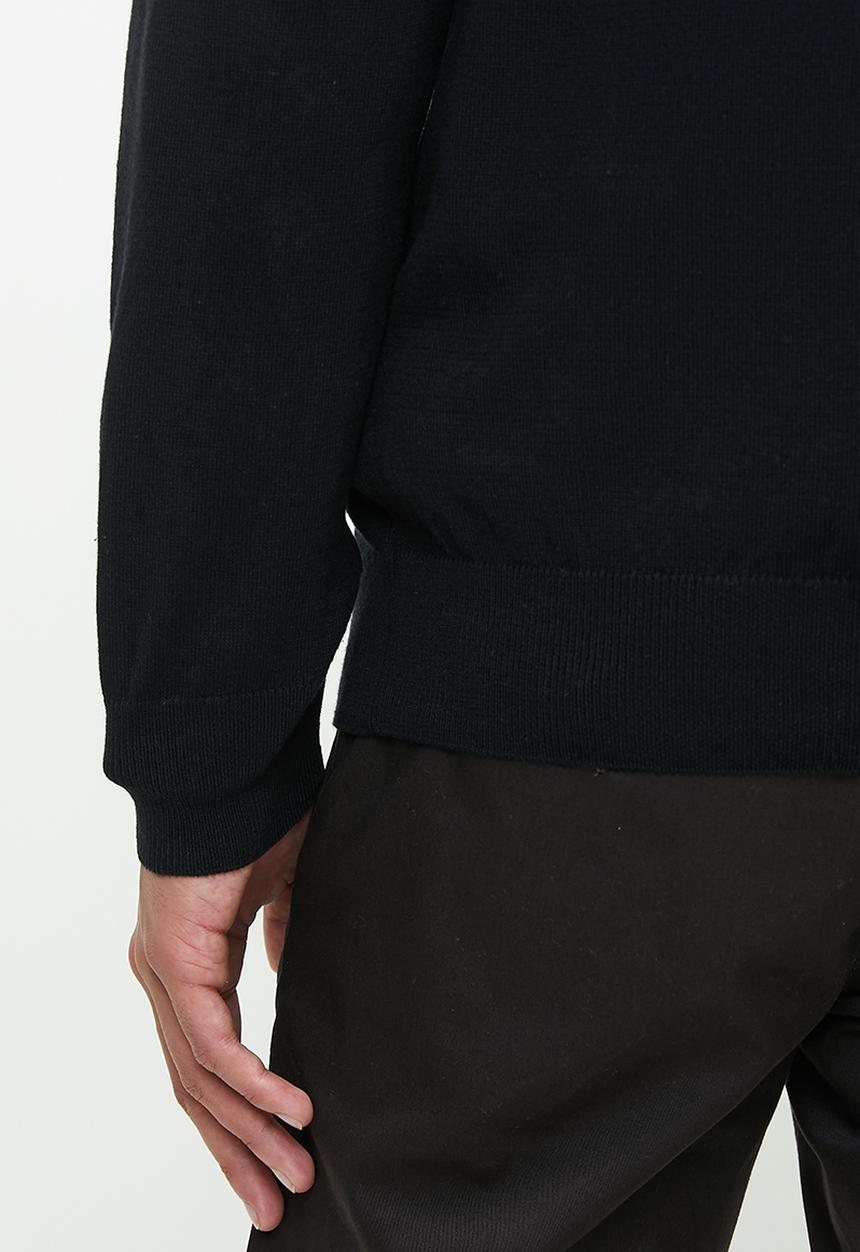 POLO - Mens Long Sleeve Plain Cardigan  - Black
