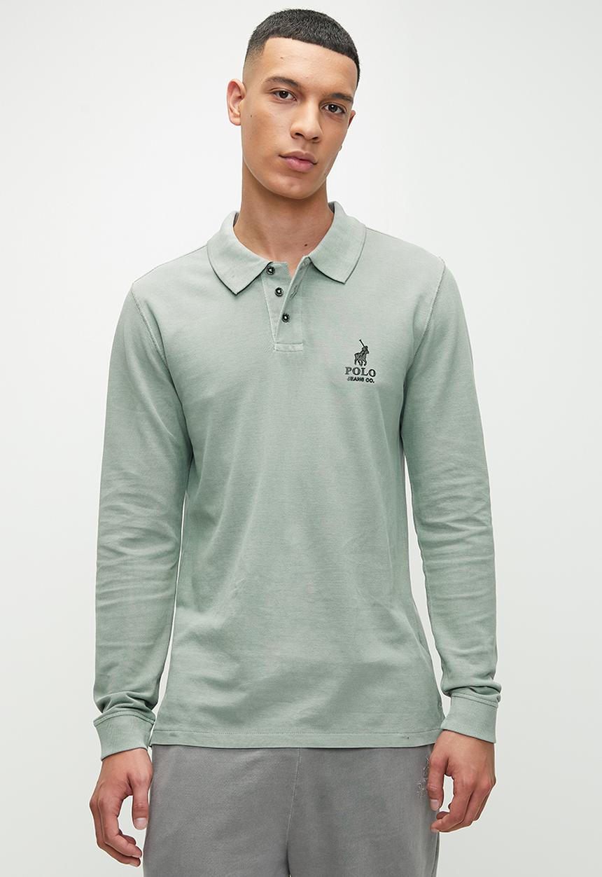 POLO - Mens Pjc Overdyed Long Sleeve Golfer - Sage